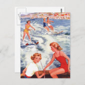 Sommerlicher Wasserski Spaß Postkarte (Vorne/Hinten)