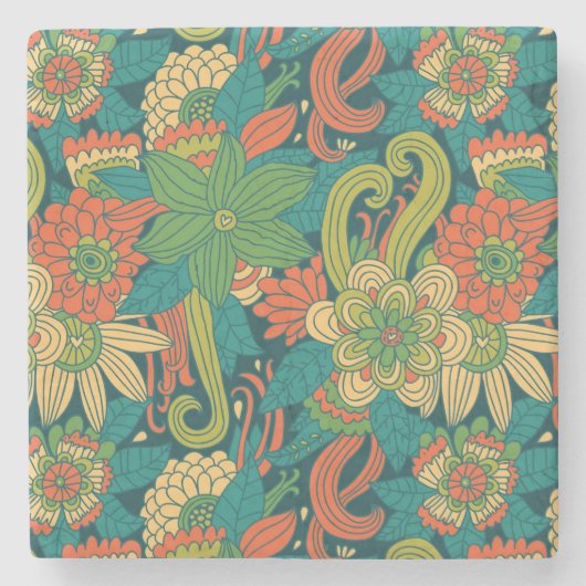 Sommerliches Blumenmuster Steinuntersetzer (Vorderseite)