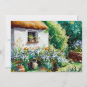Sommerliches Gartenhäuschen im Hinterhof Einladung (Rückseite)