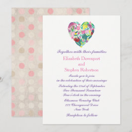 Sommerliches Herz in Rosa und Grün Einladung