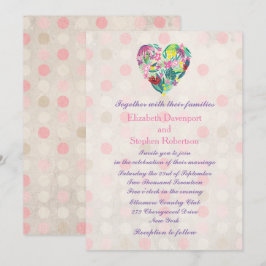 Sommerliches Herz in Rosa und Grün Einladung