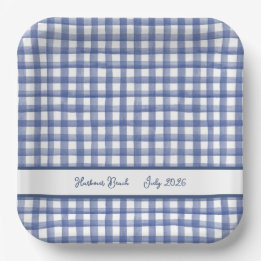 Sommerliches Marine-Blau-Gingham, Kariertes 4. Jul Pappteller