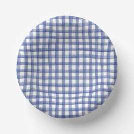 Sommerliches Marine-Blu Karo, Kariert 4. Juli Pappteller