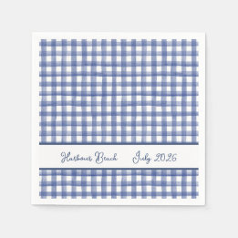 Sommerliches Nautiles Blau Gingham, Kariertes 4. J Serviette