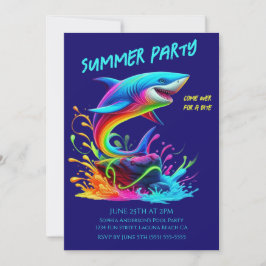 Sommerliches Party - farbenfrohe Haifischpest Einladung