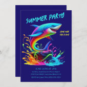 Sommerliches Party - farbenfrohe Haifischpest Einladung (Vorne/Hinten)