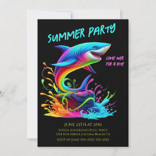 Sommerliches Party - farbenfrohe Haifischpest Einladung