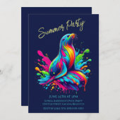 Sommerliches Party - farbenfrohe Seelöwen Einladun Einladung (Vorne/Hinten)