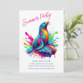 Sommerliches Party - farbenfroher Seelenspieß Einladung (Stehend Vorderseite)