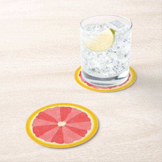 Sommerliches Party Grapefruit Slice Frucht Hälfte Runder Pappuntersetzer (Vor Ort)