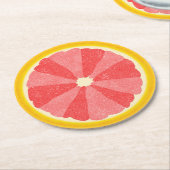 Sommerliches Party Grapefruit Slice Frucht Hälfte Runder Pappuntersetzer (Angewinkelt)