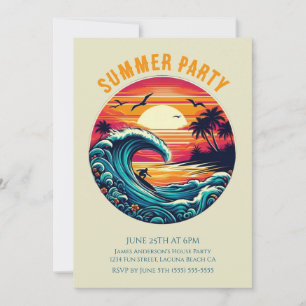 Sommerliches Party - Retro-Surfen bei Sonnenunterg Einladung