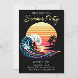 Sommerliches Party - Surfen bei Sonnenuntergang Einladung