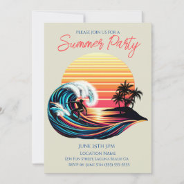 Sommerliches Party - Surfen bei Sonnenuntergang Einladung