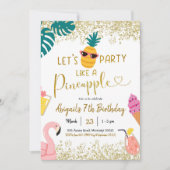 Sommerliches Party wie eine Ananas zum Geburtstag Einladung (Vorderseite)