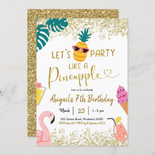 Sommerliches Party wie eine Ananas zum Geburtstag  Einladung