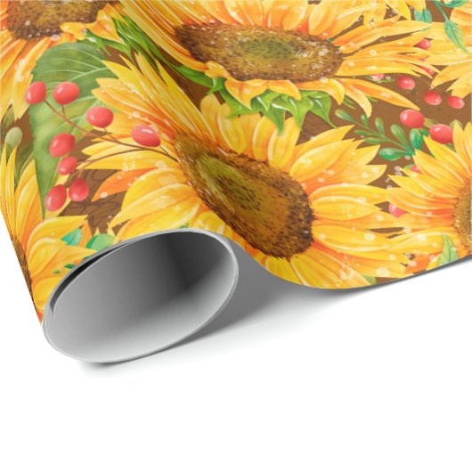 Sommerliches Sonnenblumenpapier Geschenkpapier (Rolleneckpunkt)