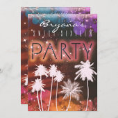 Sommerlicht und Party Einladungen mit weißem Palme (Vorne/Hinten)