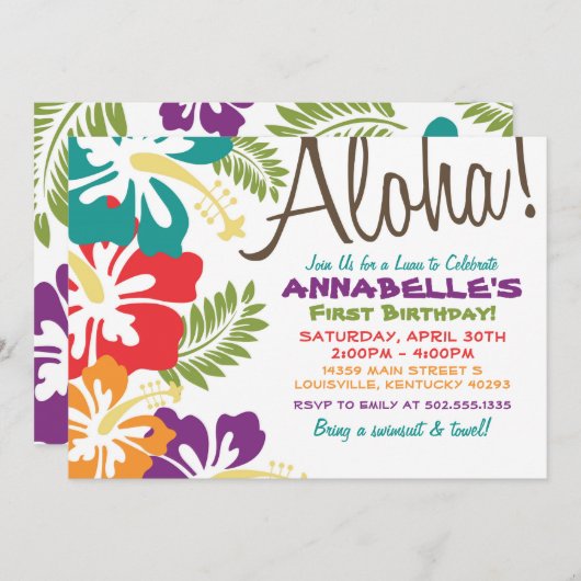 Sommerluau Hawaiianische Einladung (Vorne/Hinten)