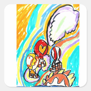 Sommerluftballons   quadratischer aufkleber