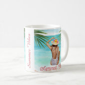 Sommermädchen in Badeanzug am Strand niedlich Kaffeetasse (VorderseiteRechts)