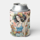Sommermädchen Pastelle mit Schmetterlingen Dosenkühler (Kanne Vorderseite)