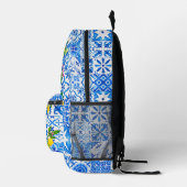 Sommermajolika blau sizilianische Zitrusfrüchte Mi Bedruckter Rucksack (Rechts)