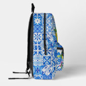 Sommermajolika blau sizilianische Zitrusfrüchte Mi Bedruckter Rucksack (Links)