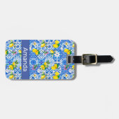 Sommermajolika blau sizilianische Zitrusfrüchte Mi Gepäckanhänger (Vorderseite horizontal)