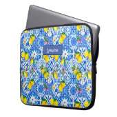 Sommermajolika blau sizilianische Zitrusfrüchte Mi Laptopschutzhülle (Vorderseite Links)