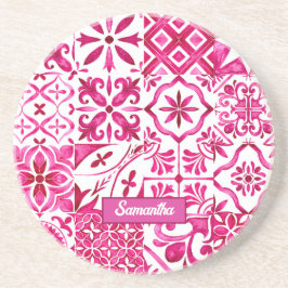 Sommermajolika rot sizilianische Mittelmeer Getränkeuntersetzer