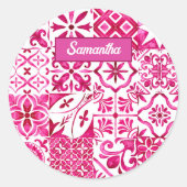 Sommermajolika rot sizilianische Mittelmeer Runder Aufkleber (Vorderseite)