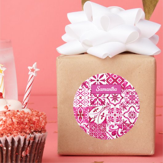 Sommermajolika rot sizilianische Mittelmeer Runder Aufkleber (Party)