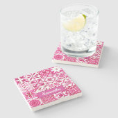 Sommermajolika rot sizilianische Mittelmeer Steinuntersetzer (Seitenansicht)