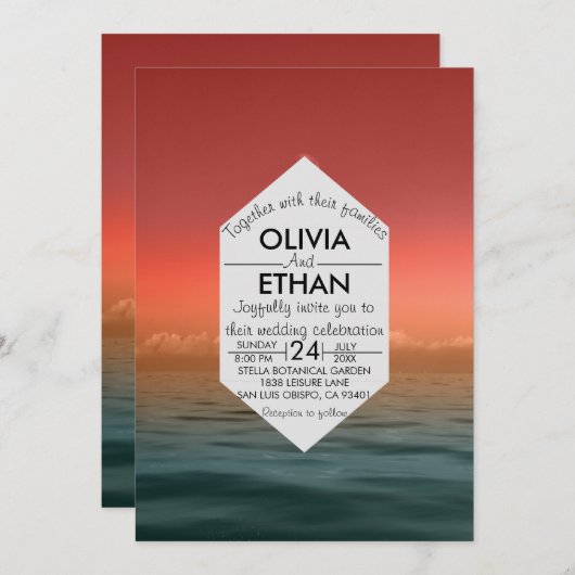 Sommermarinade hawaii Hochzeit Einladung (Vorne/Hinten)