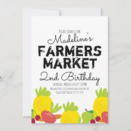 Sommermarkt Bauern Obst und Gemüse Einladung (Vorderseite)