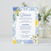 Sommermediterrane Zitrone Hochzeiten Begleitkarte (Stehend Vorderseite)