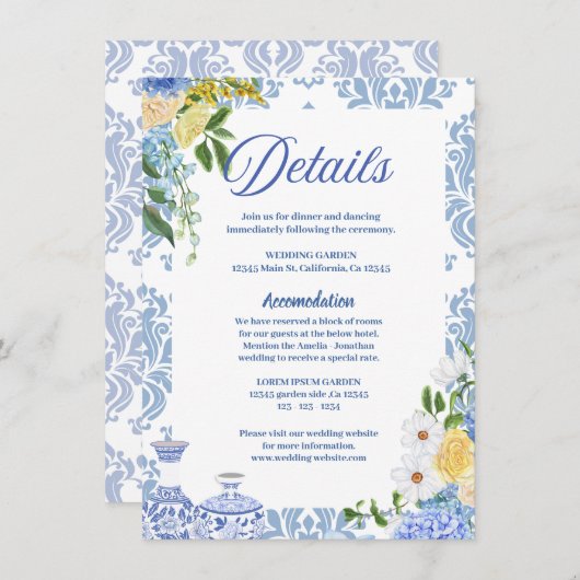 Sommermediterrane Zitrone Hochzeiten Begleitkarte (Vorne/Hinten)