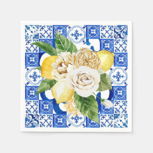Sommermediterrane Zitrone und Blume Serviette