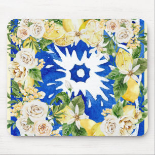 Sommermediterrane Zitronen und Blume Mousepad