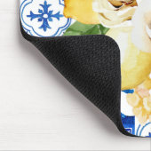 Sommermediterrane Zitronen und Blume Mousepad (Ecke)