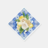 Sommermediterrane Zitronen und Blume Serviette (Ecke)
