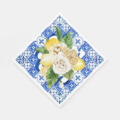 Sommermediterrane Zitronen und Blume Serviette (Ecke)
