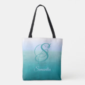 Sommermeer stylisches rustikales Monogramm Tasche (Rückseite)