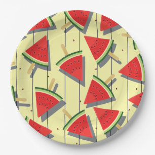 Sommermelonen-Scheiben-Muster, Rot und Grün Pappteller
