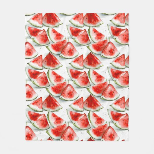 Sommermelonen-Wasserfarbmuster Fleecedecke (Vorderseite)