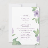 Sommerminzgrün Lavendel lila blumenreiche Hochzeit Einladung (Vorderseite)