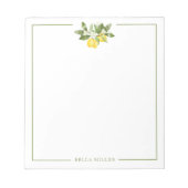 Sommermonate Lemon Floral Branch Stationierung Notizblock (Vorderseite)