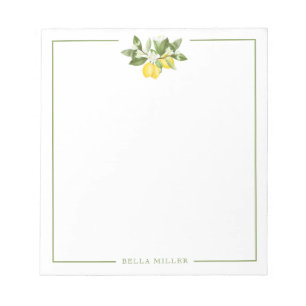 Sommermonate Lemon Floral Branch Stationierung Notizblock