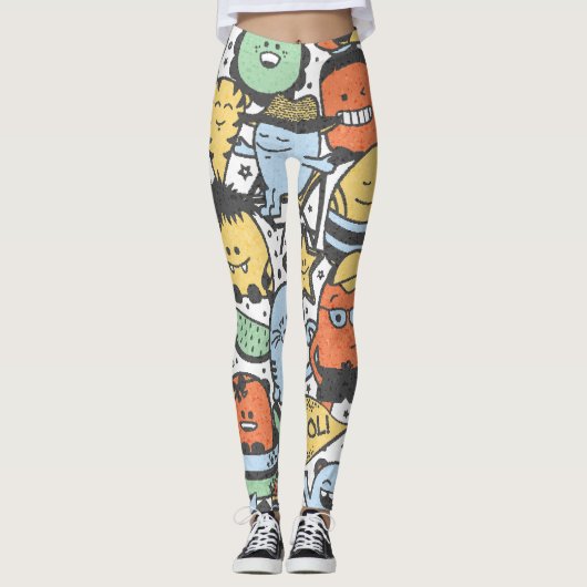 Sommermonster, farbenfrohe, nahtlose Muster Leggings (Vorderseite)